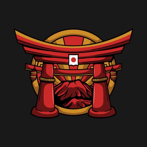 Torii Gate Illustration, Logo Design Japan, Design Kaos, Japan Logo, Torii Gate, 3d Logo Design, Tiger Pictures, Japanese Tshirt, Japanese Illustration