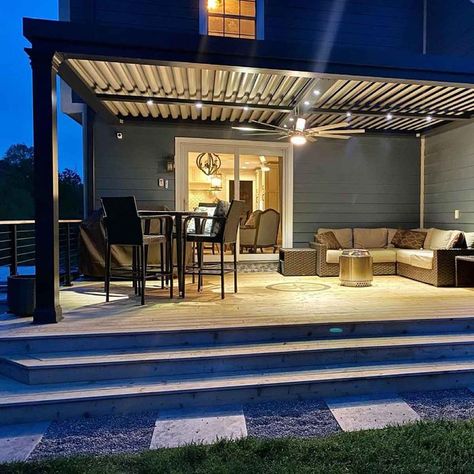 Terrace Lights Ideas, Veranda Lighting Ideas, Pergola Led Strip Lighting, Outdoor Ceiling Lighting Ideas, Outdoor Overhead Lighting, Pergola Patio Lights, Pergola Lights Ideas, Back Patio Lighting Ideas, Outdoor Gazebo Lighting Ideas