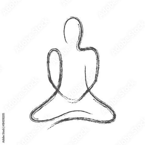 Stock Image: meditierende strichfigur grau gezeichnet Hand Gestures Drawing, Buddha Hand Gestures, Hand Gesture Drawing, Drawing Person, Fitness Infographic, Thailand Buddha, Lotus Buddha, Meditation Pose, Buddha Hand