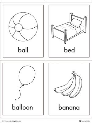 **FREE** Letter B Words and Pictures Printable Cards: Ball, Bed, Balloon, Banana Worksheet.The Letter B Words and Pictures Printable Cards can be used for flashcards, various games and/or help your student associate unfamiliar words with a picture. Picture cards for ball, bed, balloon, and banana. Banana Worksheet, B Words List, B For Ball, Capital Letters Worksheet, Letter P Worksheets, Letter B Worksheets, The Letter B, Abc Coloring Pages, Picture Picture