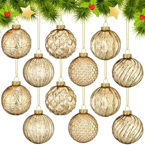 PRICES MAY VARY. Christmas Ball Ornaments Set: you will receive 12 pieces of Christmas glass ball ornaments, each measuring about 2.36 inches/ 6 cm in diameter, which is the ideal size for most Christmas trees, and you can hang them individually or mix and match with other ornaments to create a visually appealing display Glass Material: crafted from glass material, these vintage style Christmas glass ball ornaments are not only visually appealing but also suitable for long term use, not easy to Yule Christmas Decor, Best Christmas Ornaments, Green Ornaments Christmas Tree, Boho Christmas Garland, Japandi Christmas, Natural Christmas Tree Decorations, Green And Gold Christmas Decor, Christmas Greenhouse, Nature Christmas Ornaments