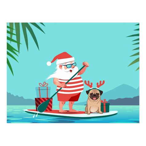 Health Background, Xmas Wallpaper, Pug Gifts, Summer Christmas, Tropical Christmas, Desktop Background, Phone Background, Christmas Postcard, Holiday Illustrations