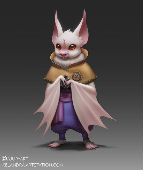 Bat - RPG Character, Alexandra Jury on ArtStation at https://www.artstation.com/artwork/xzeoE2 Cute Bat Character, Bat Dnd Character, Bat Character Art, Bat Fantasy Art, Bat Character Design, Cute Bat Art, Bat Artwork, Bat Character, Cute Animal Character