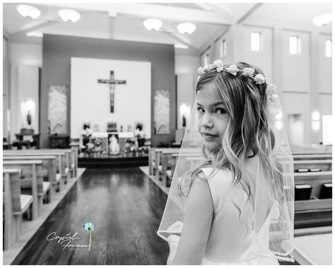 Hannah's First Communion Portrait Session at Catholic Church of the Nativity - Crystal Freemon Photography Church Of The Nativity, Nativity Church, First Communion Party, Communion Party, First Communion Dress, The Nativity, Spring Hill, First Holy Communion, Portrait Session