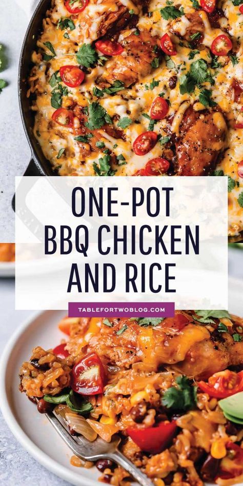 One Pot Bbq Chicken And Rice, Best One Dish Meals, Easily Dinner Recipes, Weeknight Dinner Easy Families Chicken, One Pan Chicken And Rice Dinner, Bbq Chicken Rice Casserole, Barbecue Chicken And Rice, Meals With Bbq Chicken, Dinner Recipes With Rice Main Dishes