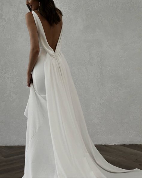 Backless Flowy Wedding Dress, Very Low Back Wedding Dress, Wedding Dress Draped Back, Open Back Flowy Wedding Dress, Low Back Flowy Wedding Dress, A Line Low Back Wedding Dress, Drape Back Wedding Dress, Drop Back Wedding Dress, Simple Open Back Wedding Dress