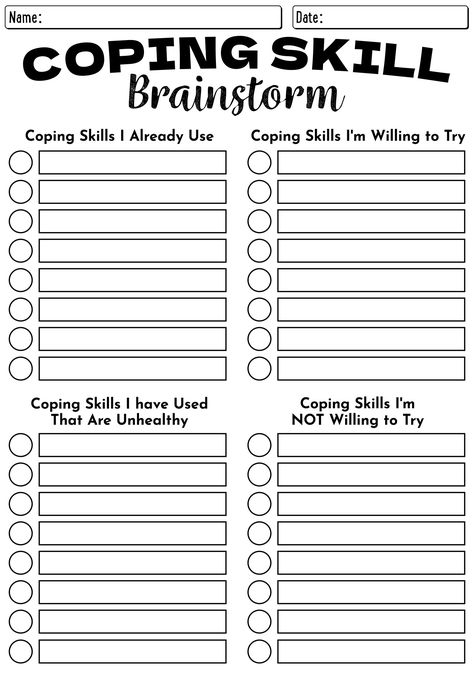 Self Care Therapy Activities, Coping Strategies Worksheet, Activities For Adults Group, Adult Therapy Activities, Therapeutic Activities For Teenagers, Group Therapy Activities For Adults, Substance Use Group Activities, Cognitive Behavior Therapy Worksheets, Art Therapy Activities Printables