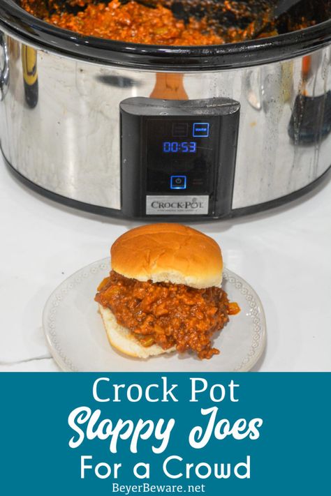 Big Batch Sloppy Joes, Crockpot Sloppy Joes For A Crowd, Inexpensive Food For A Crowd, Sloppy Joe Crockpot Recipes, Sloppy Joe Crockpot, Superbowl Party Food Recipes, Sloppy Joes For A Crowd, Spicy Sloppy Joes, Sloppy Joe Recipe Crock Pot