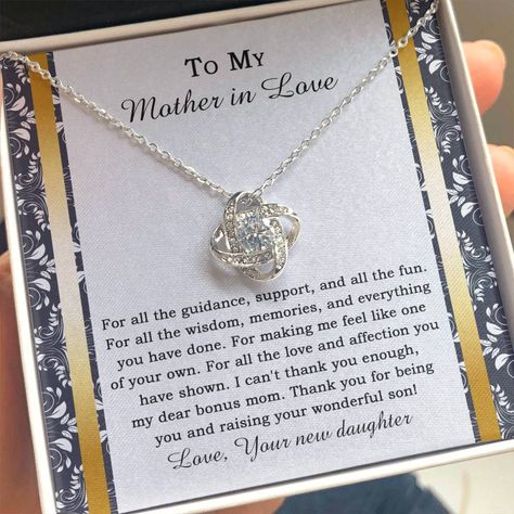 🎁Surprise your mother-in-law with a special gift on her wedding day! 💍 Show her your love and appreciation with this beautiful Love Knot Pendant Necklace, a symbol of your bond and future together. ❤️ #MotherInLawGifts #WeddingGifts #LoveKnotNecklace #GiftForMotherInLaw #WeddingDaySurprise #FamilyLove #InLaws #WeddingDayGift #FamilyBonding #MotherInLawLove Shop Now https://bit.ly/3YmqnFn Bonus Mom, Love And Affection, Moon Gifts, Mother In Law Gifts, To My Mother, Son Love, Love Knot, The Wisdom, Luxury Boxes