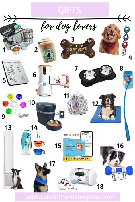 18 unique Christmas gift ideas for dog lovers, dog owners and your pets! From fun to functional, this is your guide to the must have products for your dogs. Ideas For Dogs, Dog Dna Test, Dog Travel Bag, Gifts For Dog Lovers, Puppy Supplies, Dog Gear, Dog Travel, Gifts For Dog Owners, Dog Gift