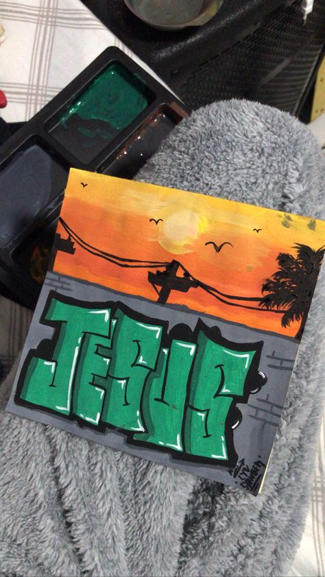 Graffiti Painting On Canvas Easy, Creative Graffiti Art, Easy Graffiti Drawings Street Art, Easy Graffiti Art, Jesus Graffiti, Cool Graffiti Art, Refugees Art, Sunset Drawing, Easy Graffiti