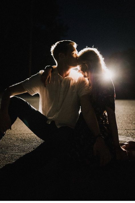 Private But Not A Secret, Headlights At Night, Secret Couple, Engagement Photography Tips, Night Engagement Photos, Night Engagement, Night Couple, Couple Photoshoot Poses, Night Photos