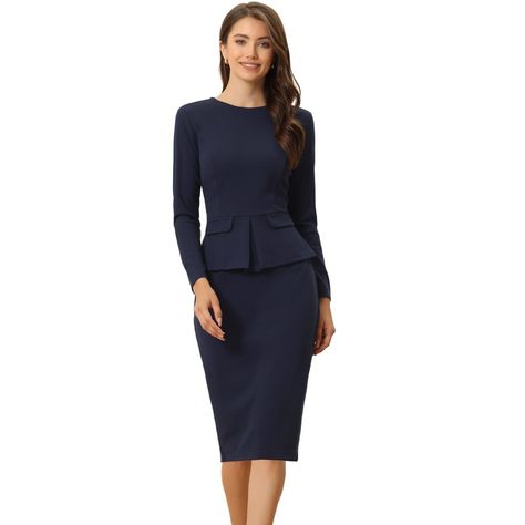 This bodycon sheath dress makes you look thinner, pair it with high heels and a handbag, to create a fashionable and graceful look. This bodycon dress is an elegant and professional style, shows your unique personal charm, and produces a slimming visual effect. Great for casual indoor daily wear and outdoor business activities like work, office, interview, meeting, formal occasion wear, etc. Working Dresses, Business Activities, Bracelet Sleeve, Professional Dress, Professional Style, Work Dresses, Dress Navy Blue, Elegant Dresses For Women, Royal Blue Dresses