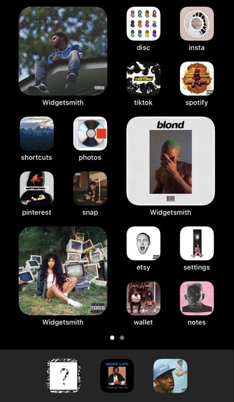 Home Screen Layout Iphone Music, Music Theme Iphone Layout, Ios 16 Home Screen Ideas Music, Music Homescreen Layout, Iphone Wallpaper Ideas Ios16, Phone Ideas Organization Aesthetic, Widget Design Ideas, Homescreen Icons Aesthetic, Music Homescreen