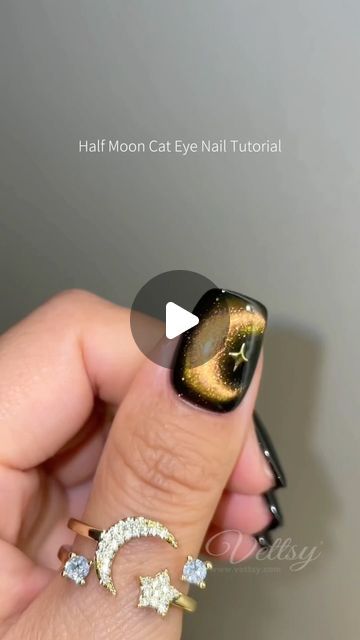 Vettsy on Instagram: "🌙 Trending Moon Cat Eye Nails Tutorial. Save Now 🙌  🛒Products Used: ✨Aurora Cat Eye Gel-CE13 ✨ Nail Art Stickers-Bohemian  👉 Shop the same nail supplies via my bio or visit vettsy.com  Follow @vettsystore & @vettsynails for more nail inspiration 🧚‍♀️  👭Tag friends who would like this👭  #vettsynails #nailsathome #cateyenails #magneticnails #nailart #cateyenailart #naildesign #moonnails #galaxynails #nailinspo #nailtutorial" Galaxy Nails Tutorial, Gel Manicure Designs, Galaxy Nail Art, Cat Eye Nail, Moon Galaxy, Eye Nail Art, 2024 Nails, Galaxy Cat, Moon Nails