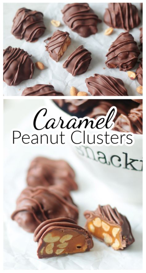 Carmel Chocolate Peanut Clusters, Caramel Chocolate Peanut Clusters, Chocolate Caramel Nut Clusters, Chocolate Covered Walnuts Clusters, Recipes Using Caramel Candy, Carmel Peanut Clusters Chocolate Covered, Peanut Butter Chocolate Candy, Recipe Using Caramel Bits, Caramel Peanuts Recipe