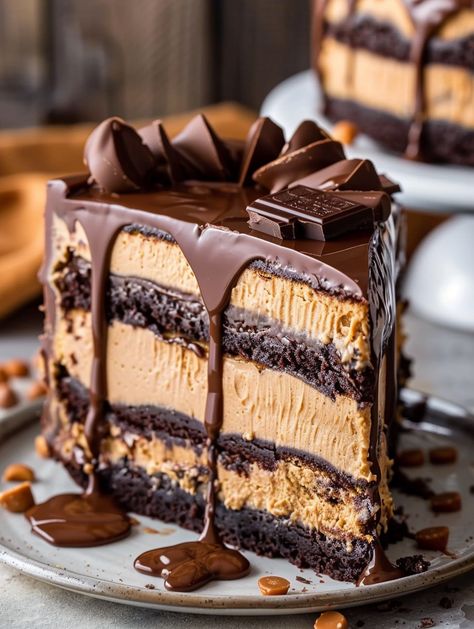 🍫 Chocolate Peanut Butter Cheesecake Cake 🍫    𝗜𝗻𝗴𝗿𝗲𝗱𝗶𝗲𝗻𝘁𝘀 🎉  For the Chocolate Cake: 1 ¾ cups all-purpose flour 1 ½ cups granulated sugar ¾ cup unsweetened cocoa powder 1 ½ teaspoons baking powder 1 ½ teaspoons baking soda 1 teaspoon salt 2 large eggs 1 cup whole milk ½ cup vegetable oil 2 teaspoons vanilla extract 1 cup boiling water For the Peanut Butter Cheesecake Layer: 16 oz cream cheese, softened at room temperature 1 cup creamy peanut butter 1 cup granulated sugar Chocolate Peanut Butter Cheesecake Cake, Cheesecake Birthday Cake, Cheesecake Layer, Chocolate Peanut Butter Cheesecake, Peanut Recipes, Chocolate And Peanut Butter, Peanut Butter Cheesecake, Peanut Butter Desserts, Cheesecake Cake