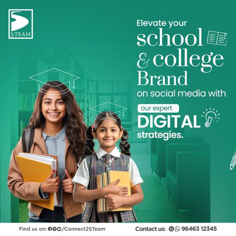 Our Social Media Management package for Schools & Colleges includes: * Branding * Leads Generation * Social Media Management * Ads Management * Content Strategy Contact us: +91 9646312345 #CorporateWorks #STeam #DigitalMarketing #SocialMediaManagement #School #College #STeamServices College Ads, College Social Media, Leads Generation, College Ad, Media Management, Digital Strategy, Content Strategy, School College, Social Media Management