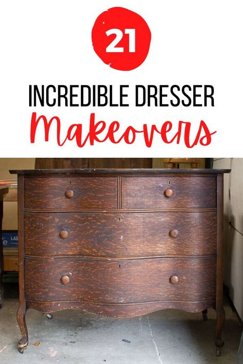 Do you love to upcycle furniture? check out these painted dresser makeovers if you're decorating on a budget. These before and after dresser upcycled are perfect for decorating your bedroom or dining room on a budget. #hometalk Vintage Dresser Redo, Recycled Dresser, Wood Dressers Makeover, Dresser Makeover Ideas, Modern Dresser Makeover, Vintage Dresser Makeover, Decorating Your Bedroom, Dresser Makeovers, Vintage Furniture Makeover