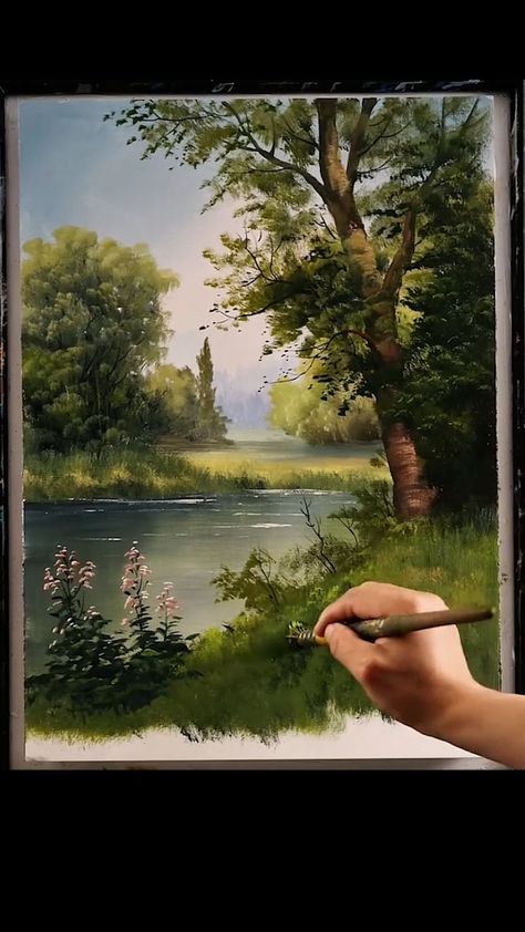 Water Scenery Paintings, Canvas Painting Ideas Landscape, Scenery Painting Acrylic, Painting Ideas Landscape, Oil Painting Scenery, Nature Acrylic Painting, Acrylic Art Paintings, Canvas Art Painting Abstract, Wal Art