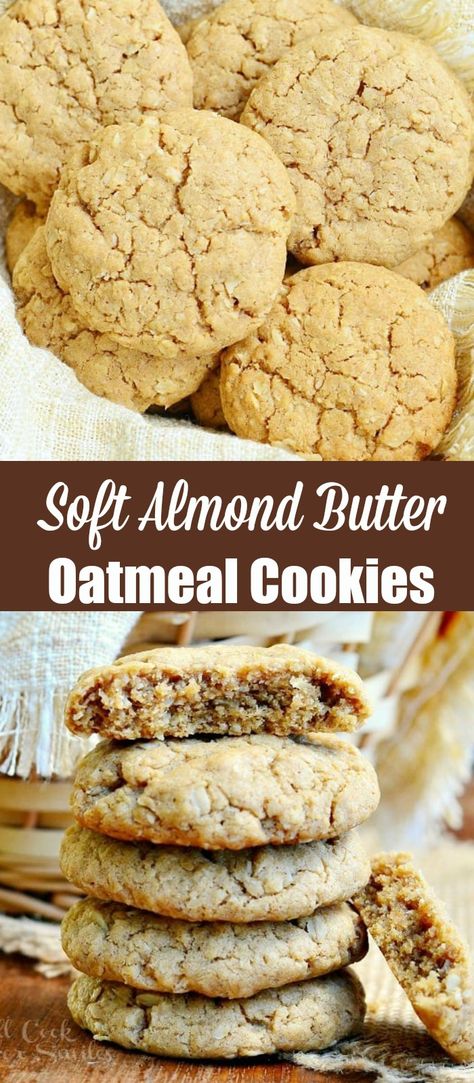 Oatmeal Almond Cookies, Almond Butter Oat Cookies, Oatmeal Almond Butter Cookies, Almond Butter Cookies Recipe, Recipes With Almond Butter, Recipe Using Almond Butter, Oven Oatmeal, Cookies With Almond Butter, Christmas Oatmeal