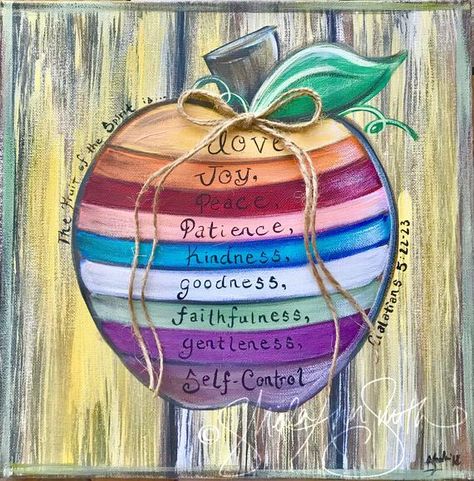 Spirit Painting, Peace Crafts, The Fruit Of The Spirit, Apple Painting, Love Joy Peace, New Fruit, My Art Studio, Fruit Of The Spirit, Bible Art Journaling