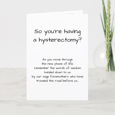 Funny Hysterectomy Get Well Card Period Funny, Unique Envelopes, Period Humor, Artist Humor, Cute Card, Get Well Cards, Custom Greeting Cards, Envelope Liners, Cheer Up