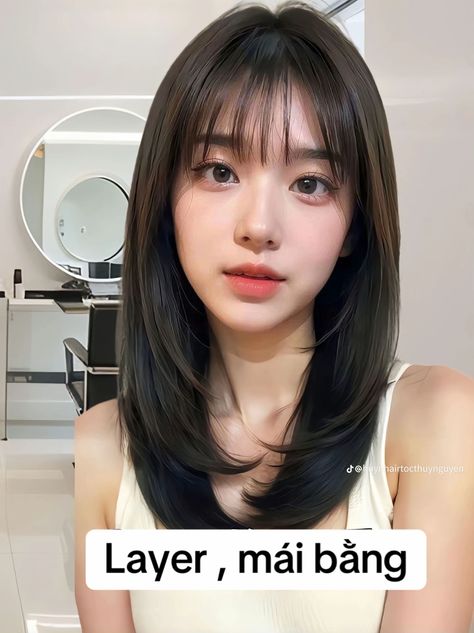 Japanese Medium Hair, Haircuts For Round Faces Straight Hair, Korean Medium Haircut, Korean Haircut For Chubby Face, Korean Layered Haircut, Asian Short Hair Round Face, Medium Haircut Korean, Korean Haircut Medium, Round Face Haircuts Medium