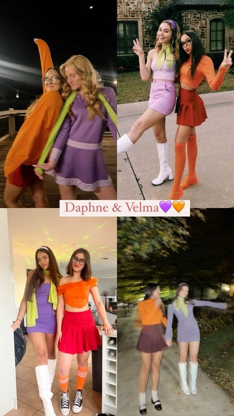 Daphne Halloween Costume, Velma Halloween Costume, Velma Costume, Daphne Costume, Halloween Duos, Daphne And Velma, Halloween Costume Ideas For Couples, Costume Ideas For Couples, Classy Halloween Costumes