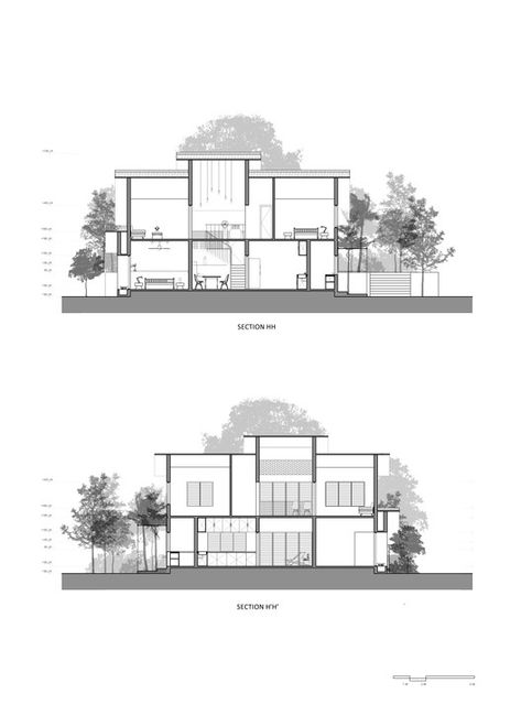 Gallery of Mausam - House of the Seasons / ZERO STUDIO - 29 Building Section Drawing, Section Of A Building, Section Drawing Architecture, Section Design, Architecture Drawing Plan, Architecture Elevation, Plans Architecture, Modern Architecture Building, Interior Design Presentation