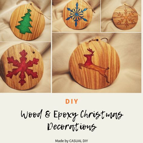 In this video I will show you how you can make your own wooden Christmas decorations with epoxy resin inlay. All the stencils will be available on my website for free! Go and download your copy - https://www.casualdiy.com Epoxy Christmas, Epoxy Resin Diy, Wood Epoxy, Wooden Christmas Decorations, Free Stencils, Christmas Projects Diy, Christmas Wood Crafts, Resin Furniture, Epoxy Resin Crafts