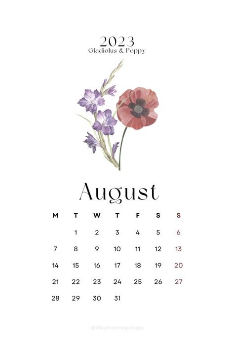 trendy simple birth month flower minimal calendar for the month of August 2023 Monthly Calendar, Minimal Calendar, August Wallpaper, Happy 19th Birthday, Kalender Design, Whiteboard Calendar, August Calendar, Flower Picture Frames, Journal Inspiration Writing