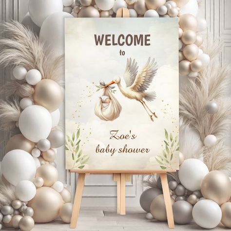 Stork Themed Baby Shower Ideas, Neutral Gender Baby Shower Ideas, Angel Theme Baby Shower Ideas, Stork Baby Shower Ideas, Stork Baby Shower Theme, Stork Gender Reveal, Baby Shower Theme Gender Neutral, Adoption Shower, Stork Baby Showers