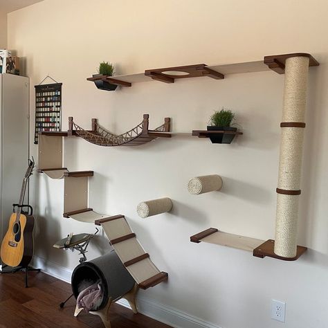 Juggernaut Cat Condo Cat Furniture Cat Shelf Cat Hammock Cat - Etsy Australia Diy Cat Wall Ideas, Diy Cat Shelves, Floating Cat Shelves, Katt Diy, Cat Room Decor, Roman Fort, Cat Climbing Wall, Kat Diy, Chat Diy