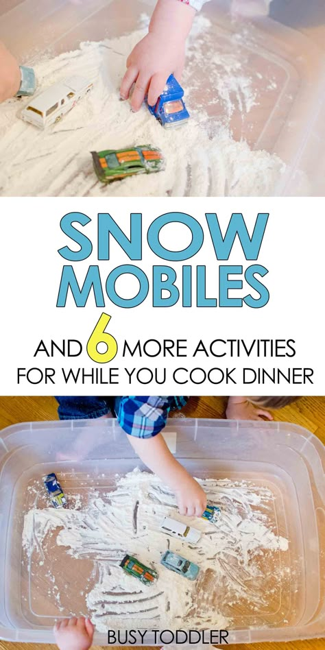 Snow Mobiles Sensory Activity - Busy Toddler Brain Bins, Picnic Board, Activities To Do With Toddlers, January Preschool, Winter Activities For Toddlers, Winter Lesson Plan, Sensory Tubs, Bear Tracks, Fun Activity For Kids