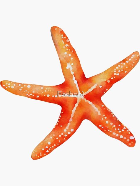 "Starfish" Sticker for Sale by Fashon1 | Redbubble Watercolour Starfish, Starfish Sticker, Starfish Watercolor, Watercolor Seashells, Watercolor Starfish, Shorts Painting, Starfish Painting, Coastal Elegance, Star Painting