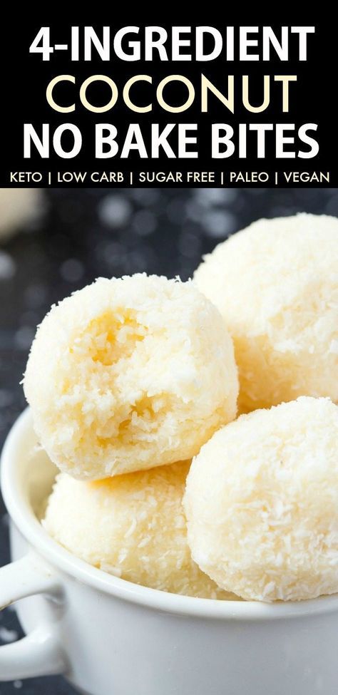 Easy and healthy no bake coconut bites made without condensed milk and needing just 4 ingredients. Made with coconut and almond flour, these paleo and vegan snacks take less than 5 minutes to whip up- They taste like raffaello! Keto, Sugar free, Low Carb.