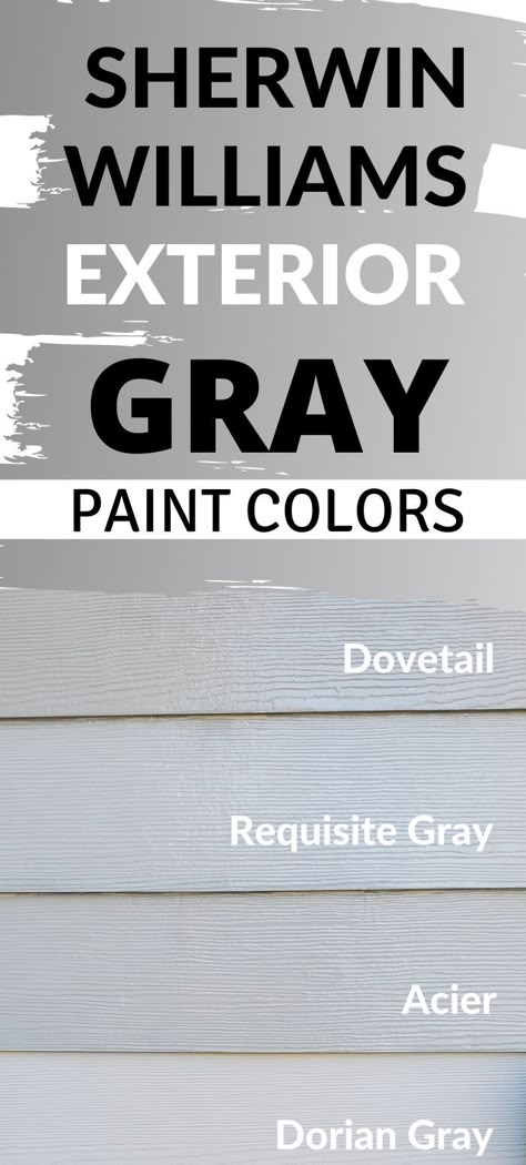 How to choose a greige exterior paint color! Home DIY Projects, Sherwin Williams Gray Colors, Easy Home Updates, Gray Exterior House Colors Gray Paint Outside House, Grey On Grey House Exterior, Soft Grey Exterior House Paint, Exterior House Colors Sherwin Williams Gray, Greige Exterior House Colors Sherwin Williams, Gray Outside House Colors, Light Grey Outdoor House Paint, Sherwin Williams Grey Exterior Paint, Best Exterior Grey Paint Colors