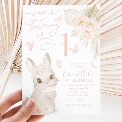 Rabbit Themed Birthday Party, Some Bunny Is 1, Somebunny Is Turning One, Bunny Party Decorations, Tipi Party, Bunny Themed Birthday Party, Some Bunny Is One Birthday, Watercolour Bunny, Bunny Birthday Theme