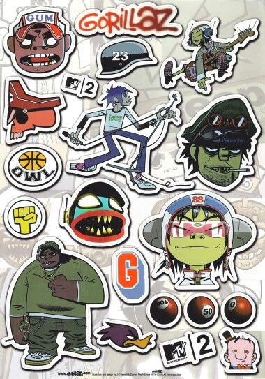 Gorillaz Gorillaz Stickers, Monkeys Band, Jamie Hewlett, Gorillaz Art, Iphone Case Stickers, Collage Phone Case, Gorillaz, Aesthetic Stickers, Art Journal Inspiration