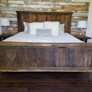 Windermere Bed Frame | Etsy Western Bed Frame, Barnwood Bed, Custom Bed Frame, Rustic Bed Frame, Industrial Style Furniture, Luxury Room Bedroom, Muebles Living, Full Bed Frame, Rustic Bedding