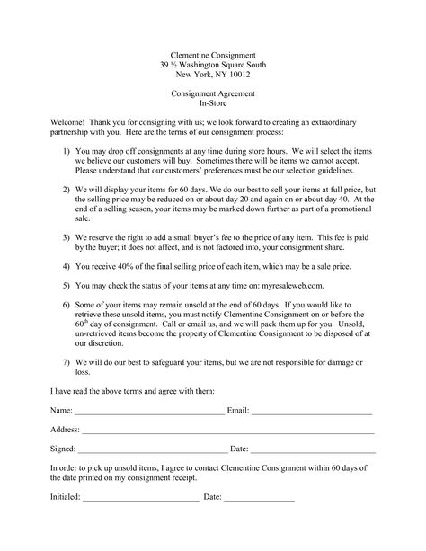 How to draft a Consignment Agreement in Store Format? Download this Consignment Agreement in Store Format template now! Consignment Documents, Consignment Billing Format, Consignment Format, Employment Form, Brand Board Template, Encrypted Messages, Last Will And Testament, Letter Of Intent, Will And Testament