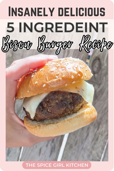 summer recipes dinner Best Bison Burger Recipe, Bison Meat Recipes, Bison Burger Recipe, Burger Recipes Seasoning, Burger Spice, Bison Recipes, Bison Meat, Bison Burgers, American Burgers