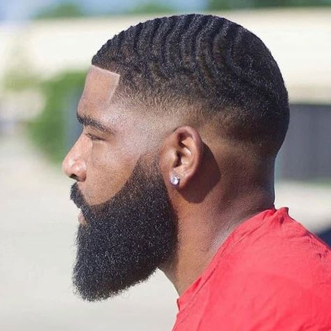 180 Waves - Best Waves Haircuts For Black Men: Cool Taper Fade with Waves - Low, Mid, High, Temp, Drop, Bald Fade Haircuts with 180 and 360 Waves #menshairstyles #menshair #menshaircuts #menshaircutideas #menshairstyletrends #mensfashion #mensstyle #fade #undercut #blackmen #blackhair #waves #waveshaircut Black Man Haircut Fade, Waves Hairstyle Men, Black Men Beard Styles, Mid Fade Haircut, Black Men Haircut, Drop Fade Haircut, Black Hair Cuts, Waves Haircut, Low Fade Haircut