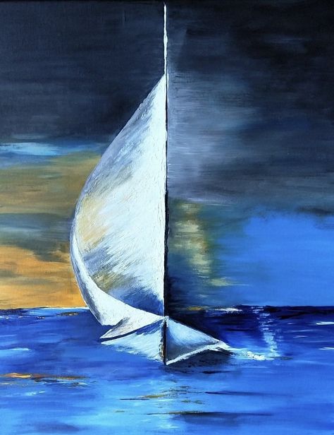 Abstract Sailboat Painting, Oil Pastel Landscape, Canvas Art Painting Abstract, Beach Art Painting, Easy Flower Painting, Acrylic Art Projects, Sailboat Art, Abstract Art Painting Techniques, Art Painting Tools