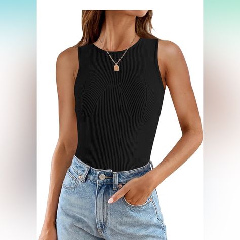 Nwt Color: Black Product Details Fabric Type 50% Viscose, 28% Polyamide, 22% Polyester Care Instructions Machine Wash Origin Imported Closure Type Pull On About This Item Size Guide: S=Us 4-6, M=Us 8-10, L=Us 12-14, Xl=Us 16-18. This Basic Tank Top Is Made Of Soft, Stretchy Knit Fabric That Is Lightweight And Breathable. Features: Sleeveless Tank Tops, Crewneck, Solid Color, Ribbed Knit Texture, Racerback, Tight Fit, Casual And Sexy Cami Tank Top This Tank Top Will Flatter Your Curves. The Regul Work Tank Tops, Womens Tank Tops Summer, Top With Collar, Trendy Crewneck, White Knit Top, Sleeveless Tops Summer, Ribbed Shirt, Knit Texture, Summer Tank Tops