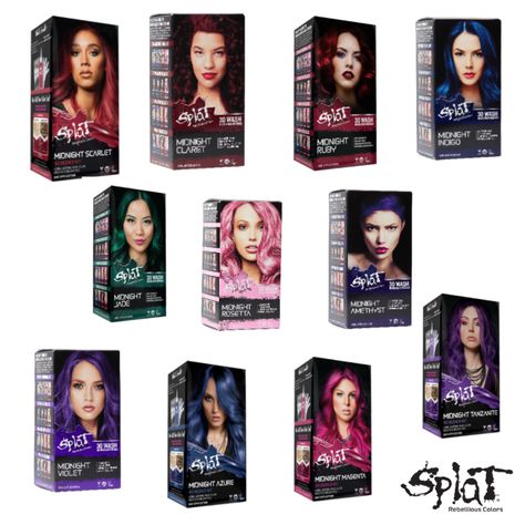 From Magenta to Indigo, you will find your beaming color out of the 11 available Midnight colors. Splat Midnight Magenta, Splat Hair Color, Hair Color Products, Magenta Hair, Grey Hair Dye, Azul Indigo, Hair Color Chart, Dye Colors, Women Magazines