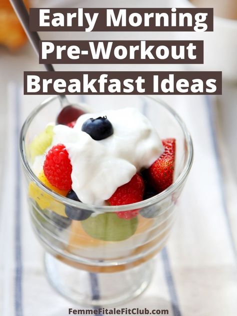 Take your early morning workouts to the next level with these breakfast ideas you can consume as your early morning pre-workout. #foodie #healthfood #eatclean #eatandexercise #fitnessfood Easy Pre Workout Breakfast, Preworkout Food Morning, Morning Pre Workout Meal, Lunchtime Workout, Best Pre Workout Food, Pre Workout Breakfast, Good Protein Foods, Lunch Time Workout, Preworkout Snack