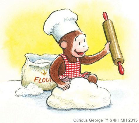 Curious George Book Illustration, Avi Core, Curious George Book, Playroom Mural, Children's Book Characters, Curious George Birthday, Curious George, Little Monkeys, Hippie Art