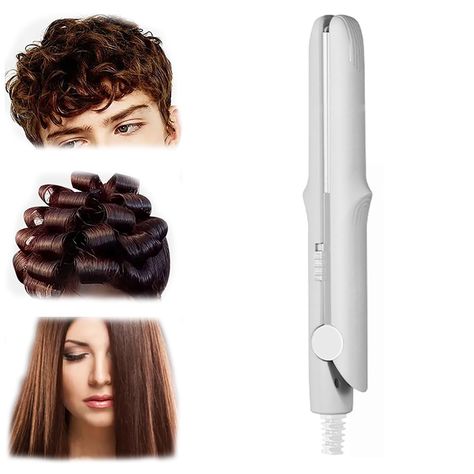 PRICES MAY VARY. ✅【Mini Dual-Purpose Curling Iron】: The tourmaline ceramic coating can release a large amount of negative ions when heated, reducing hair static electricity and frizz, making your hair smooth and shiny, suitable for wet and dry hair, and protecting your hair from damage, making your hair healthier ✅【Curling Iron Styling Tools】: The hair straightener and curling iron heat up quickly, getting stunning, sleek curls and gorgeous waves in just a few minutes. Say goodbye to expensive h Sleek Curls, Straight And Curly Hair, Flat Iron Hair, Hair Straighteners Flat Irons, Iron Hair, Hair Smooth, Straighten Iron, Hair Gray, Curling Wand